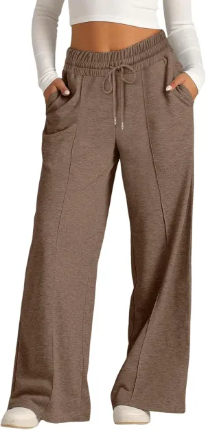 Women Oversized Wide Leg Lightweight Pants Elastic Drawstring Straight Leg Sweatpants Low Waisted Baggy Trousers