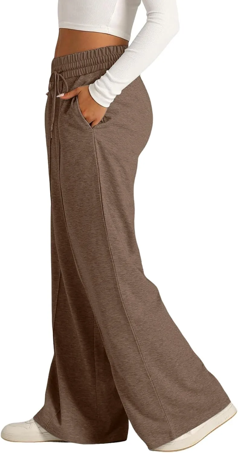 Women Oversized Wide Leg Lightweight Pants Elastic Drawstring Straight Leg Sweatpants Low Waisted Baggy Trousers