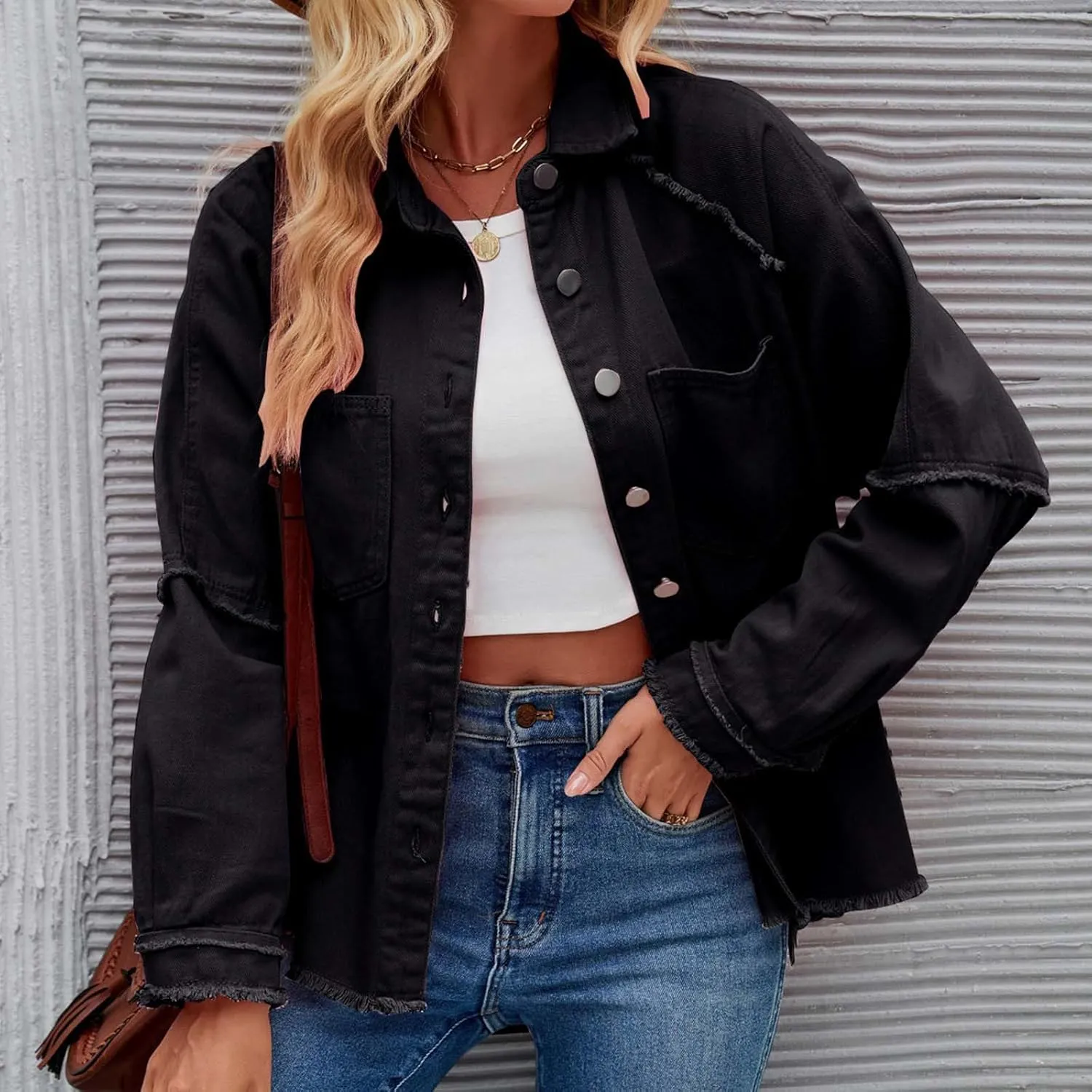Women Raglan Sleeve Denim Jacket Casual Loose Jean Coat Tops Button Up Solid Denim Outerwear Boyfriend Jackets