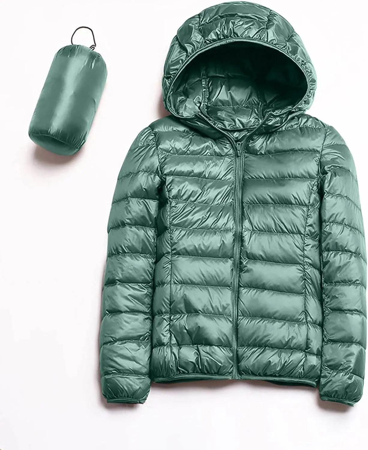Women Warm Lightweight Jacket Hooded Windproof Winter Coat with Recycled Insulation Winter Slim Short
