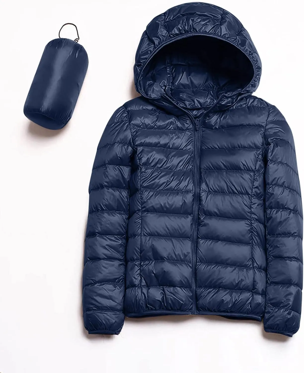Women Warm Lightweight Jacket Hooded Windproof Winter Coat with Recycled Insulation Winter Slim Short