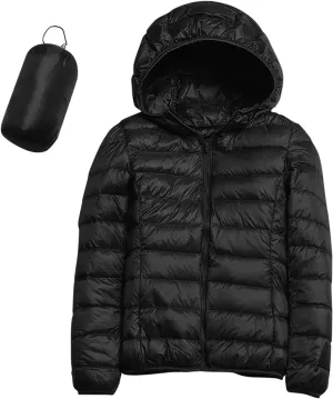 Women Warm Lightweight Jacket Hooded Windproof Winter Coat with Recycled Insulation Winter Slim Short