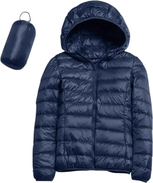 Women Warm Lightweight Jacket Hooded Windproof Winter Coat with Recycled Insulation Winter Slim Short