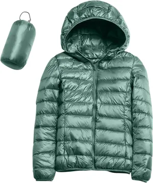 Women Warm Lightweight Jacket Hooded Windproof Winter Coat with Recycled Insulation Winter Slim Short