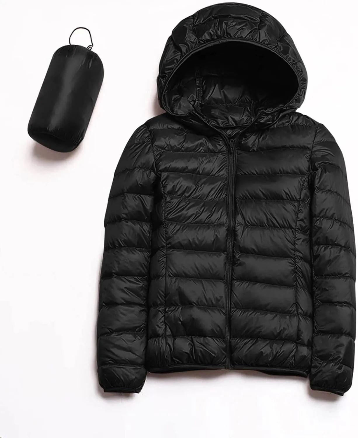 Women Warm Lightweight Jacket Hooded Windproof Winter Coat with Recycled Insulation Winter Slim Short