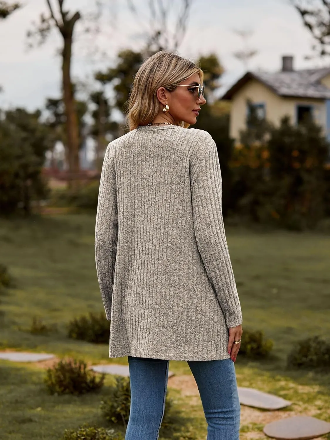 Women’s 2024 Fall Fashion Cardigan Lightweight Soft Knit Cardigan for Women Long Sleeve Open Front Coat with Pockets