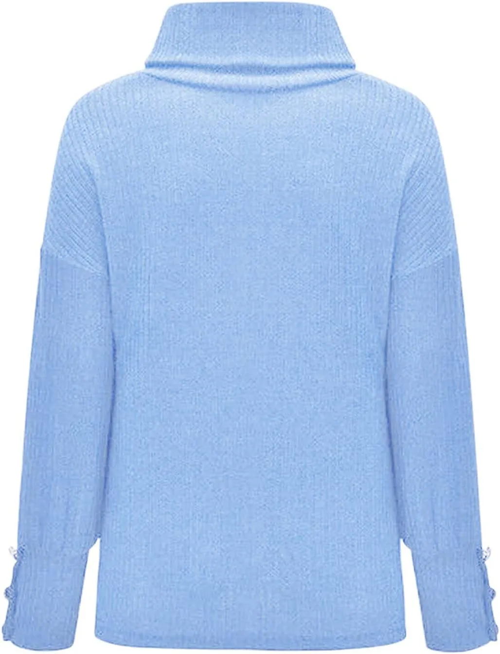 Womens 2024 Fall Pullover Sweaters Solid Long Sleeve Turtleneck Knitted Casual Button Oversized Tunic Sweatshirts