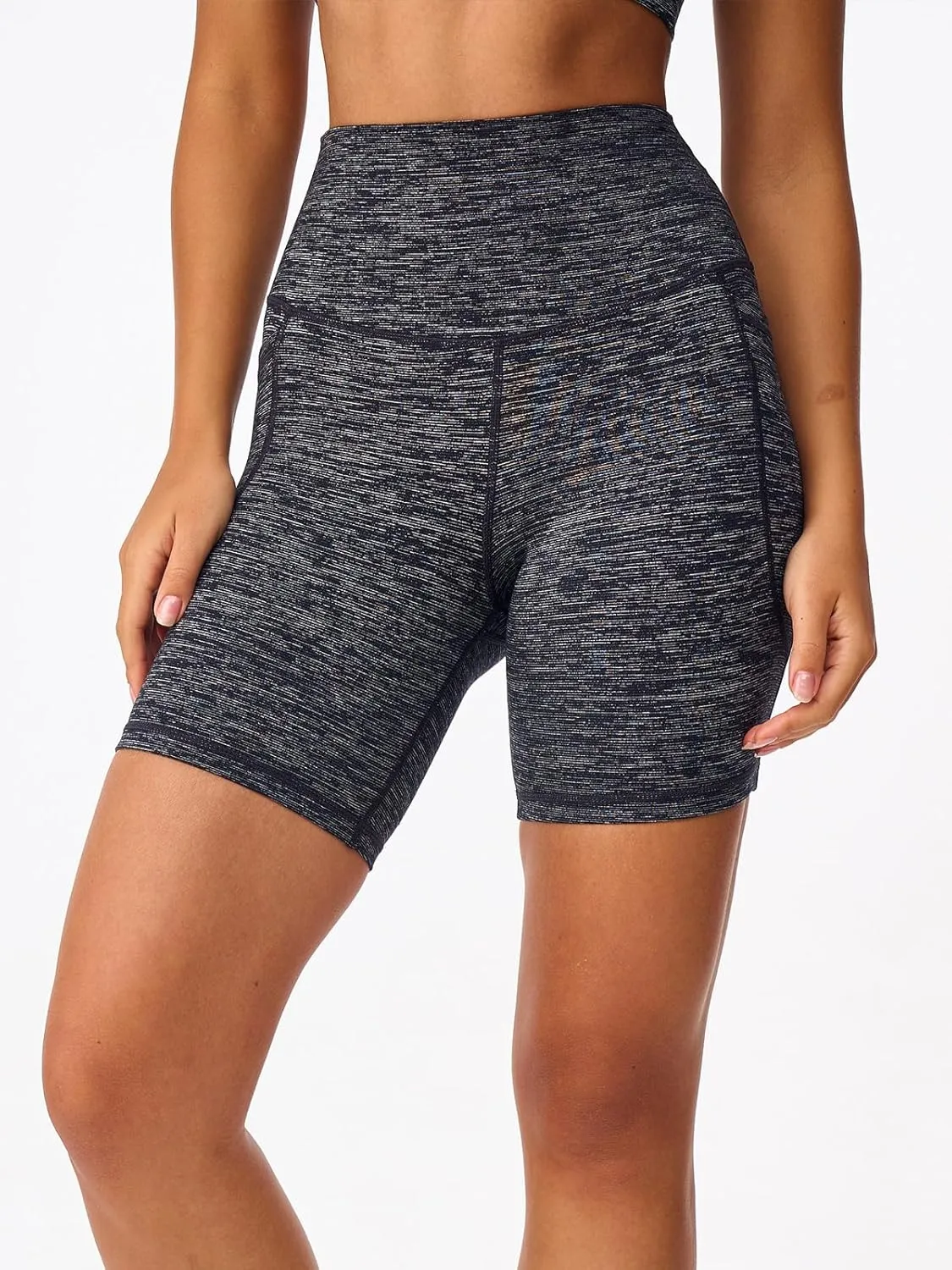 Women's 6'' Biker Shorts High Waisted Yoga Gym Workout Running Spandex Shorts Side Pockets