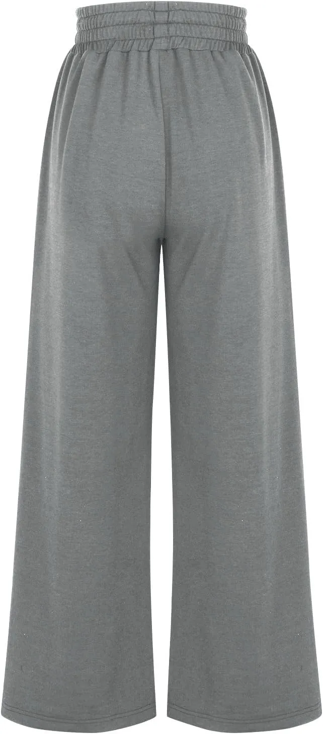 Womens Baggy Sweat Pants Wide Leg Sweatpants Plus Size High Waisted Elastic Drawstring Jogger Pants with Pockets