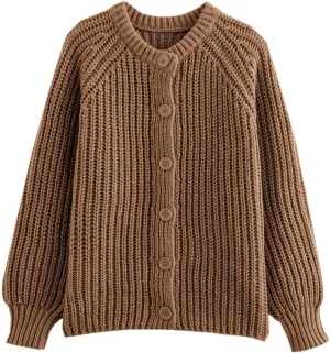 Womens Cardigan Sweater Button Down Long Sleeve Chunky Soft Knit Sweater Fall Open Front Loose Casual Cardigan Coat