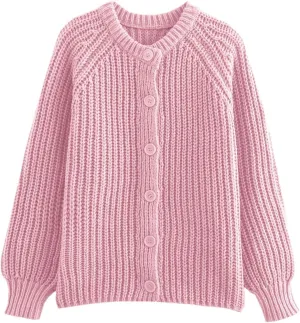 Womens Cardigan Sweater Button Down Long Sleeve Chunky Soft Knit Sweater Fall Open Front Loose Casual Cardigan Coat