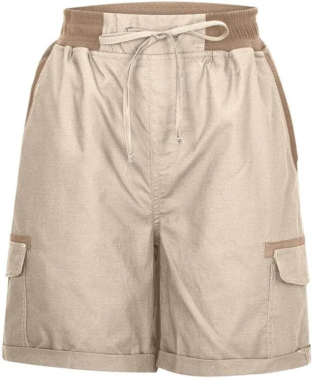 Women's Cargo Shorts Casual Summer High Waisted Drawstring Cotton Relaxed Fit Hiking Outdoor Outfit Trendy 2025