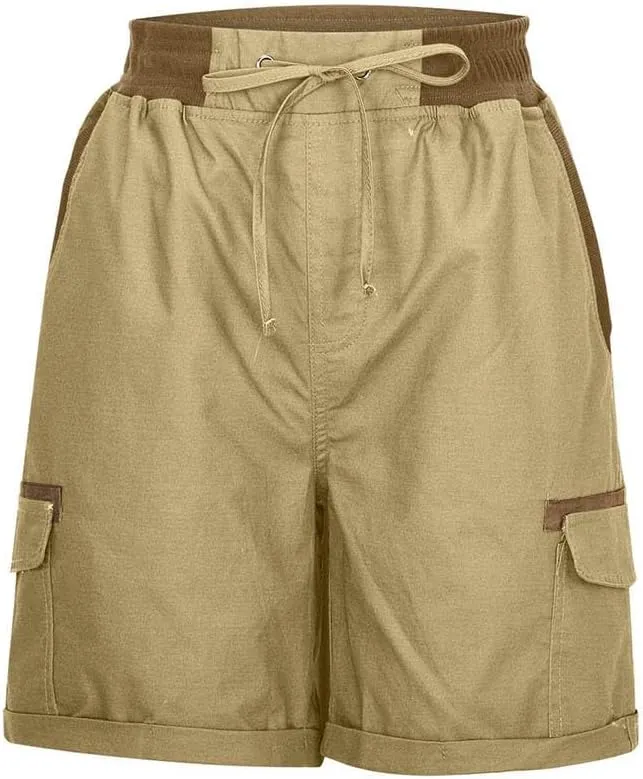 Women's Cargo Shorts Casual Summer High Waisted Drawstring Cotton Relaxed Fit Hiking Outdoor Outfit Trendy 2025