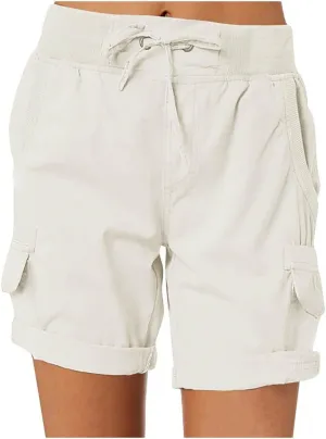 Women's Cargo Shorts Casual Summer High Waisted Drawstring Cotton Relaxed Fit Hiking Outdoor Outfit Trendy 2025