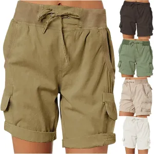 Women's Cargo Shorts Casual Summer High Waisted Drawstring Cotton Relaxed Fit Hiking Outdoor Outfit Trendy 2025