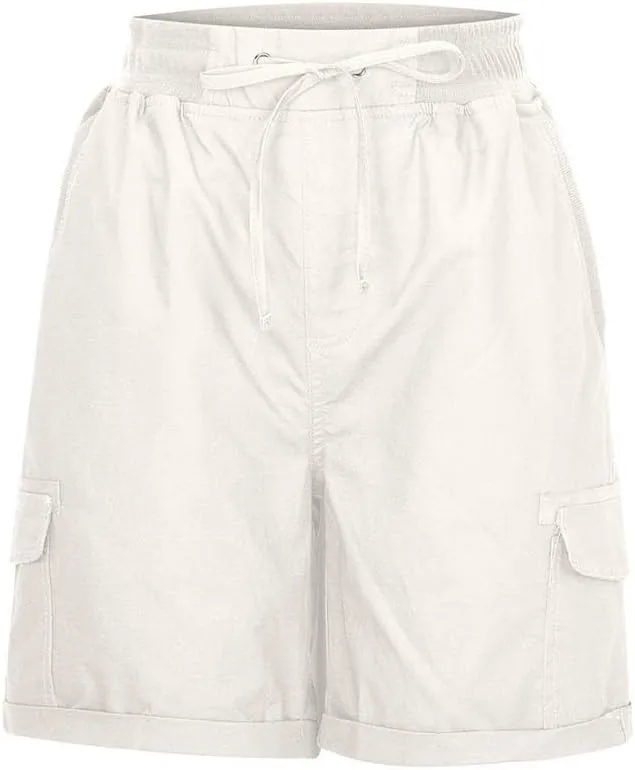 Women's Cargo Shorts Casual Summer High Waisted Drawstring Cotton Relaxed Fit Hiking Outdoor Outfit Trendy 2025