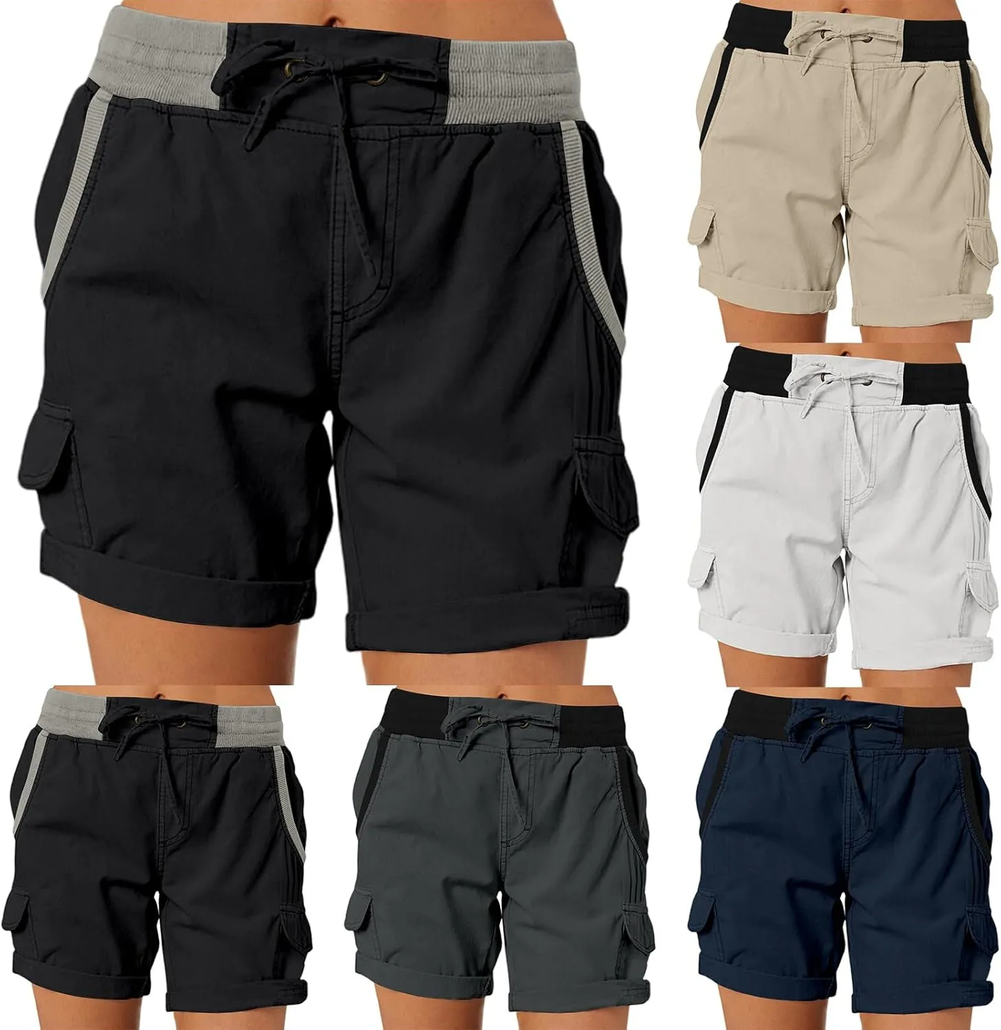 Women's Cargo Shorts Casual Summer High Waisted Drawstring Cotton Relaxed Fit Hiking Outdoor Outfit Trendy 2025