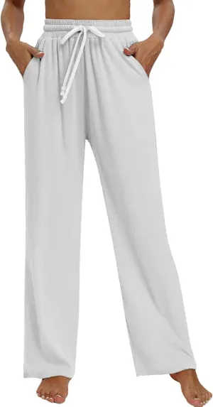 Womens Cargo Sweatpants Loose Sports Casual Pants Mid Waist Solid Color Wide Leg Pants Casual Pants Jogger