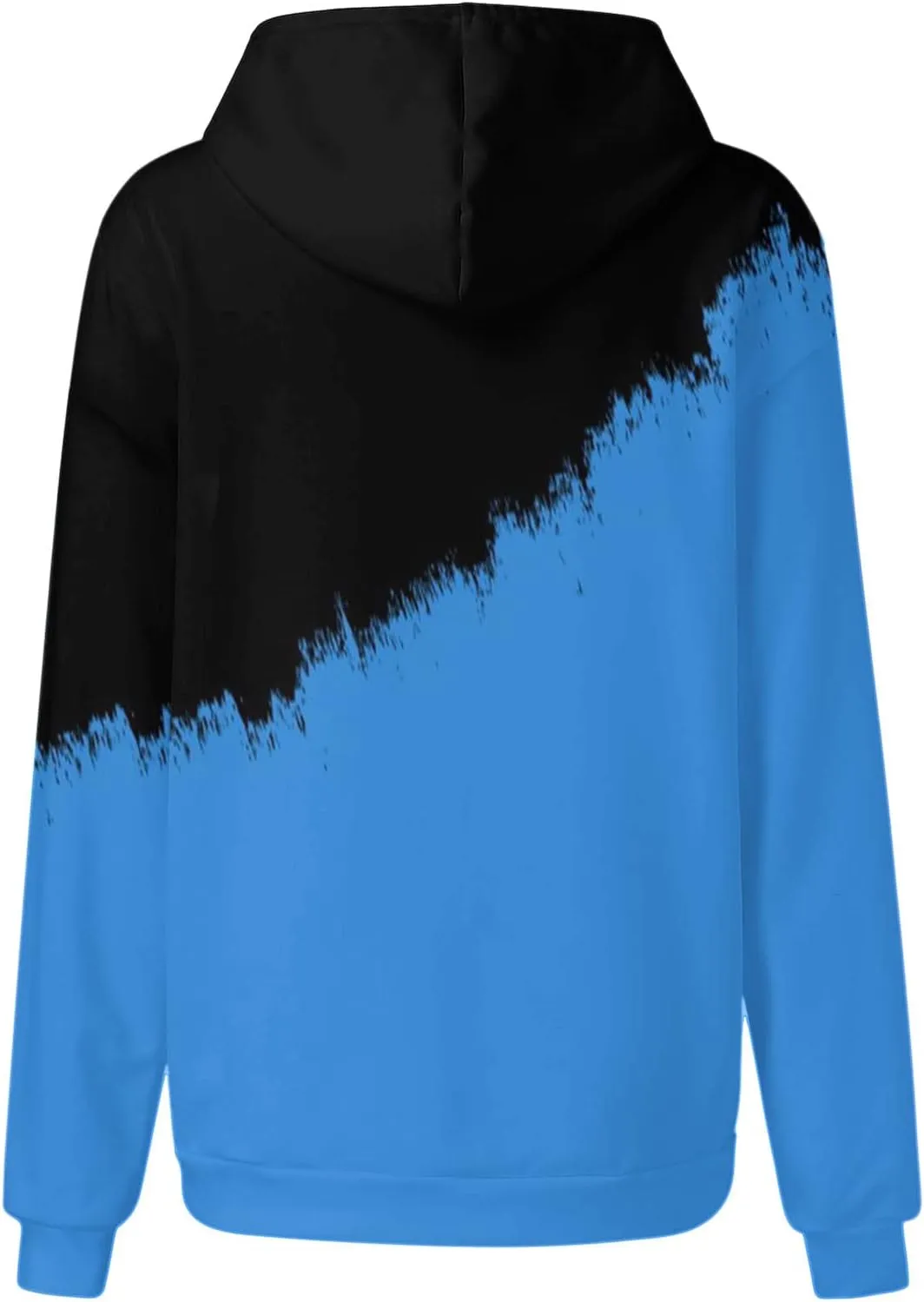 Womens Casual Hooded Sweatshirt with Pockets Colorblock String Hoodies Oversized Tunics Pullover Sweater Blouse Trendy