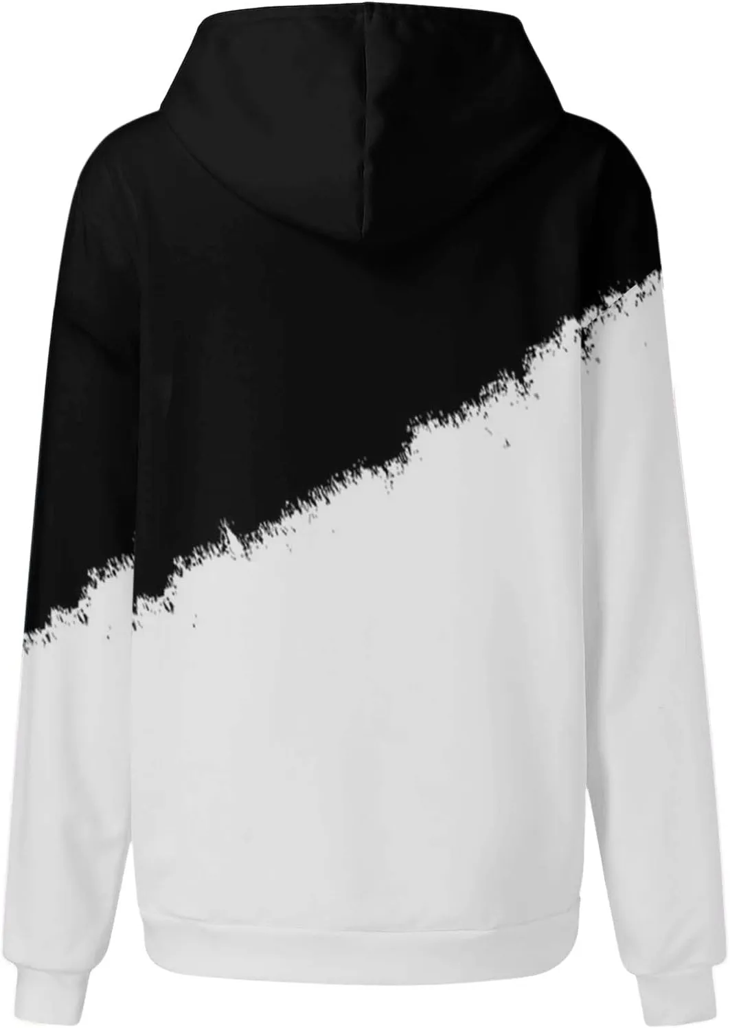 Womens Casual Hooded Sweatshirt with Pockets Colorblock String Hoodies Oversized Tunics Pullover Sweater Blouse Trendy