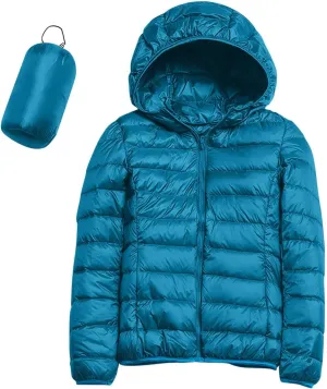 Women's Down Jacket Hooded Windproof Puffer Coat Packable Warm Winter Jacket Lightweight Ladies Parka Chunky With Hood Trendy