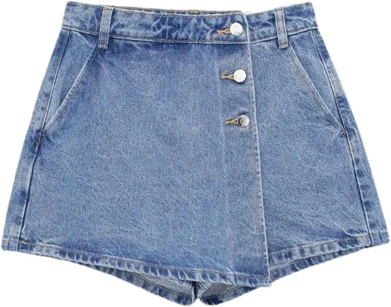 Women's Front Button Slim Mini Sexy Shorts Skirt Summer Fashion Street Washed Jeans Shorts