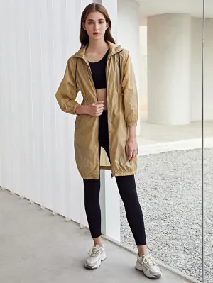 Women's Jackets Jackets for Women Lightweight Drawstring Waist Trench Coat Lightweight Fashion (Color : Khaki, Size : X-Small)