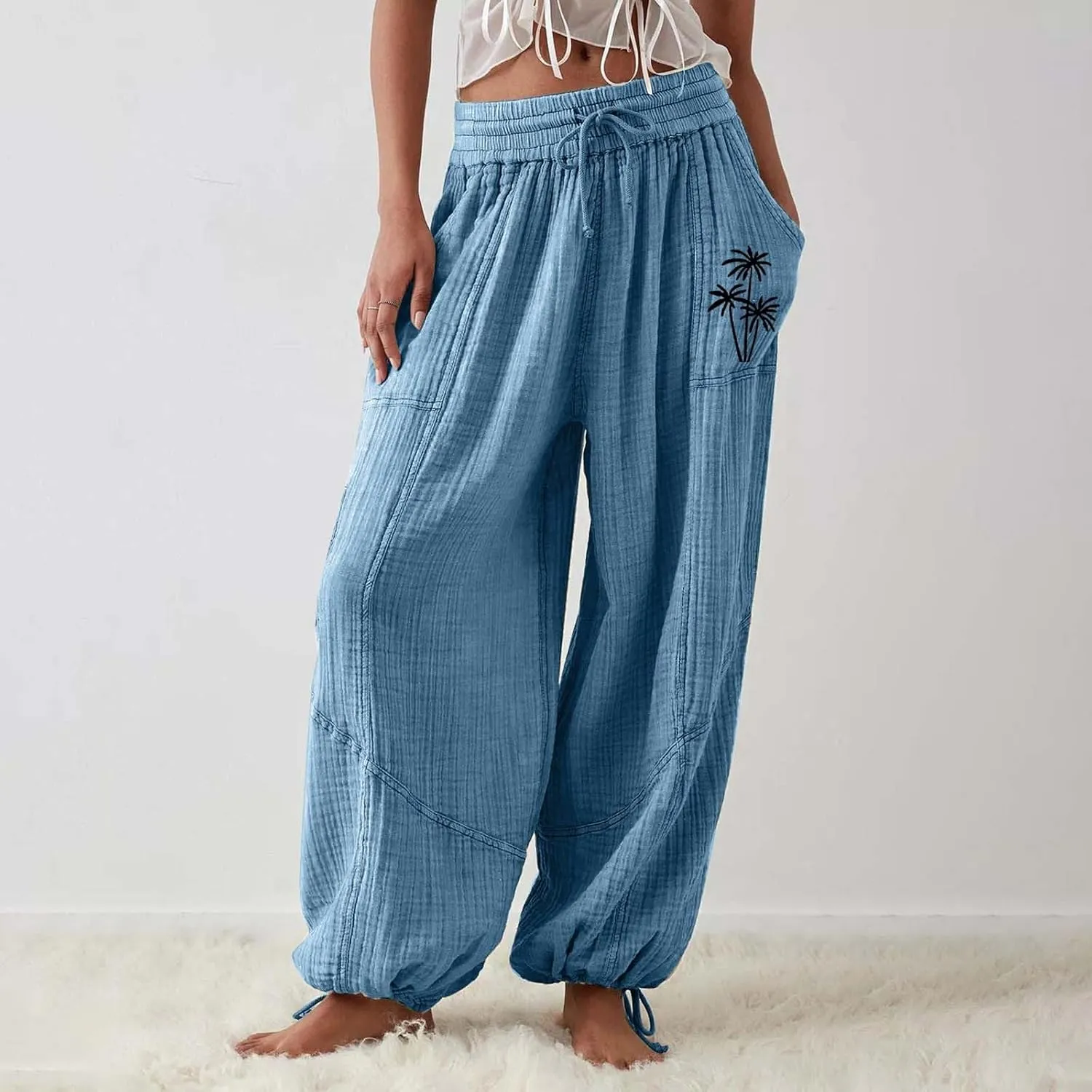 Womens Joggers 2024 Colorful Casual Pants Side Pocket Autumn Drawstring Sweatpants Cute Girl Black Comfy Pants Women