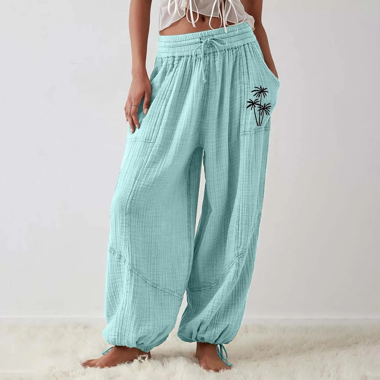 Womens Joggers 2024 Colorful Casual Pants Side Pocket Autumn Drawstring Sweatpants Cute Girl Black Comfy Pants Women