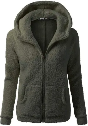 Womens Lightweight Fleece Lined Coats Plus Size Long Sleeve Hooded Jackets Comfy Warm Zip Up Hoodies 2024 Winter Coat