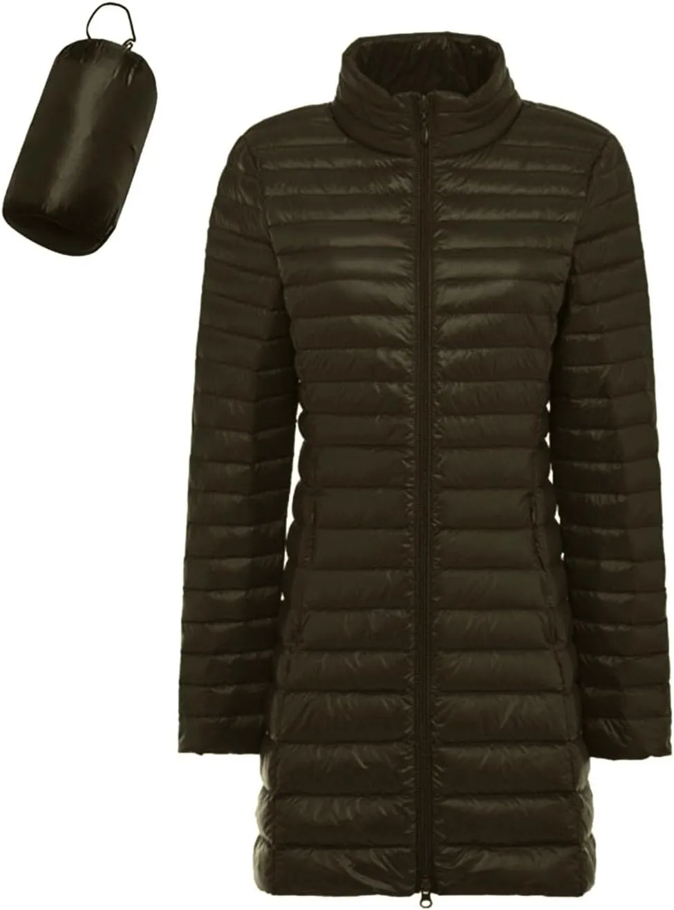 Women's Lightweight Packable Down Jacket Quilted Puffer Coat with Stand Collar