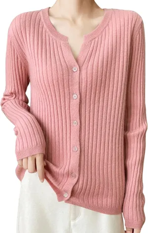 Women's Long Sleeve Cardigan Sweaters Casual V Neck Soft Knit Jacket Button Down Cardigan for Women Winter Fall
