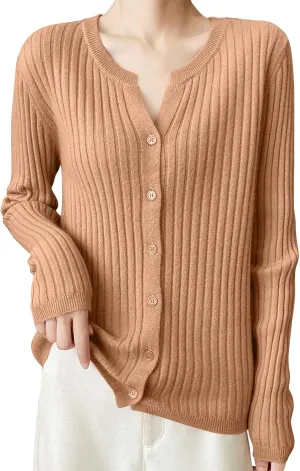 Women's Long Sleeve Cardigan Sweaters Casual V Neck Soft Knit Jacket Button Down Cardigan for Women Winter Fall