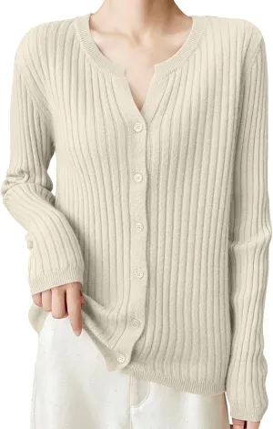 Women's Long Sleeve Cardigan Sweaters Casual V Neck Soft Knit Jacket Button Down Cardigan for Women Winter Fall
