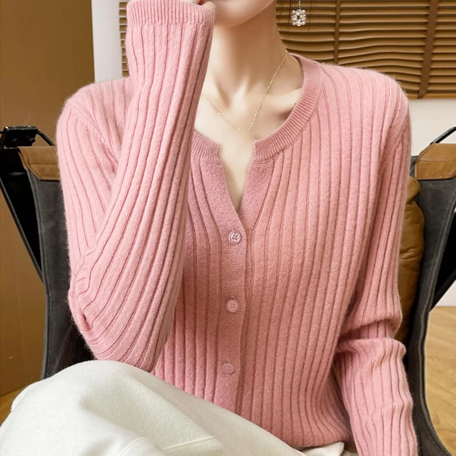 Women's Long Sleeve Cardigan Sweaters Casual V Neck Soft Knit Jacket Button Down Cardigan for Women Winter Fall