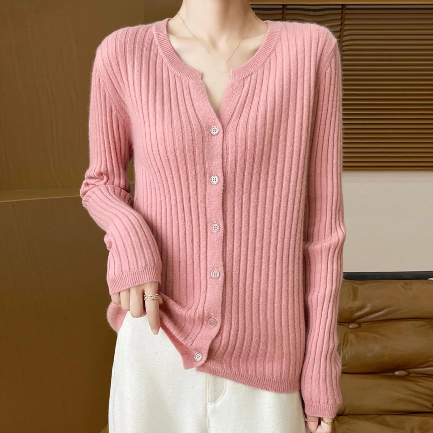 Women's Long Sleeve Cardigan Sweaters Casual V Neck Soft Knit Jacket Button Down Cardigan for Women Winter Fall