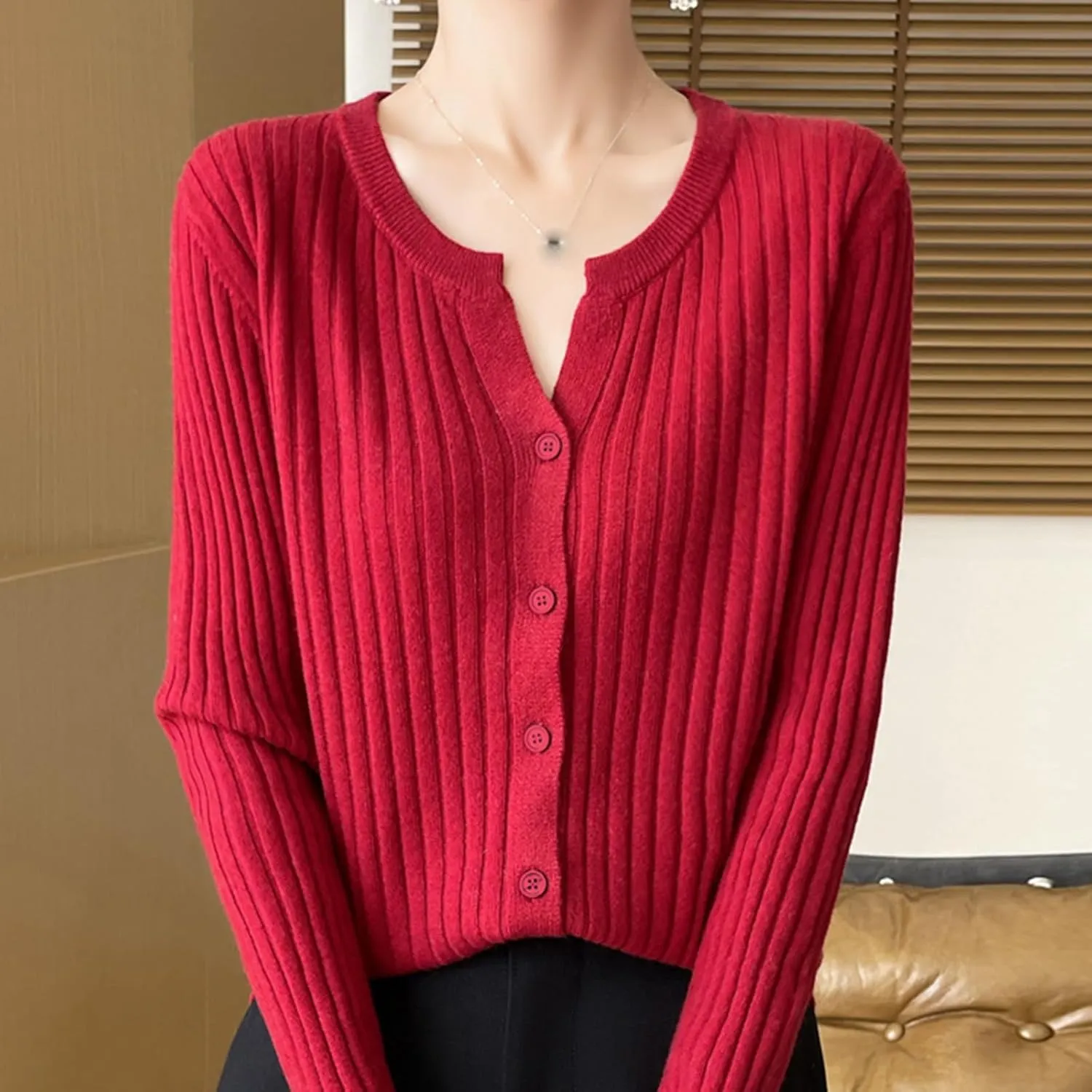 Women's Long Sleeve Cardigan Sweaters Casual V Neck Soft Knit Jacket Button Down Cardigan for Women Winter Fall