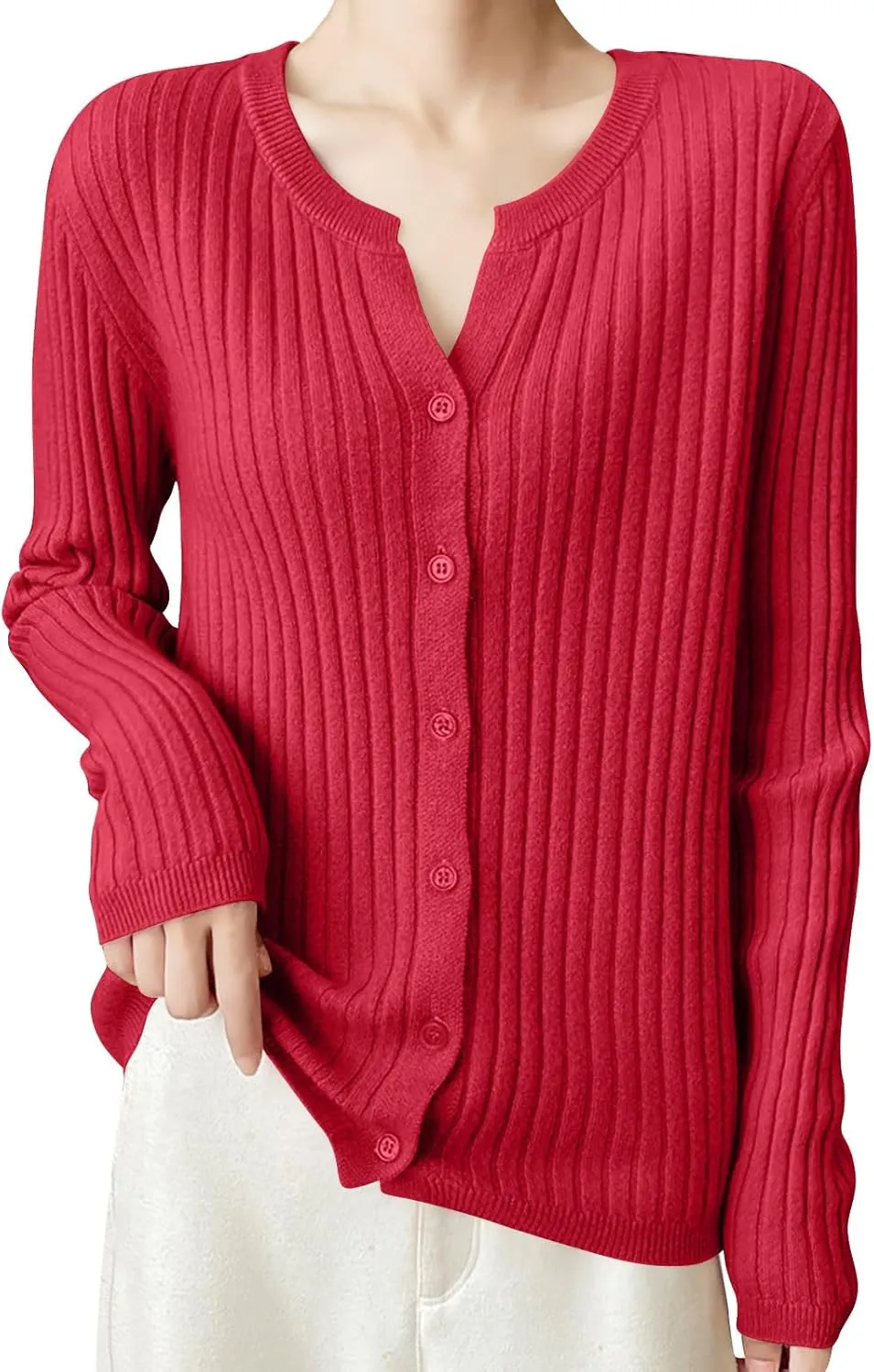 Women's Long Sleeve Cardigan Sweaters Casual V Neck Soft Knit Jacket Button Down Cardigan for Women Winter Fall