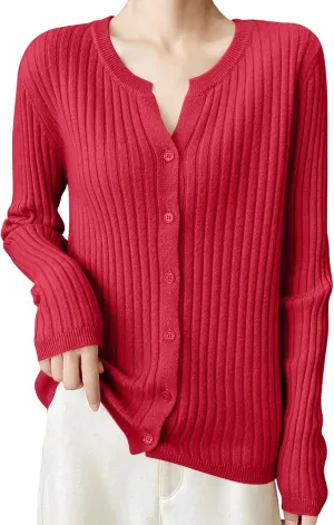 Women's Long Sleeve Cardigan Sweaters Casual V Neck Soft Knit Jacket Button Down Cardigan for Women Winter Fall