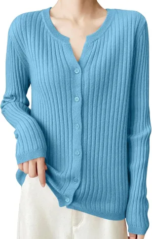 Women's Long Sleeve Cardigan Sweaters Casual V Neck Soft Knit Jacket Button Down Cardigan for Women Winter Fall