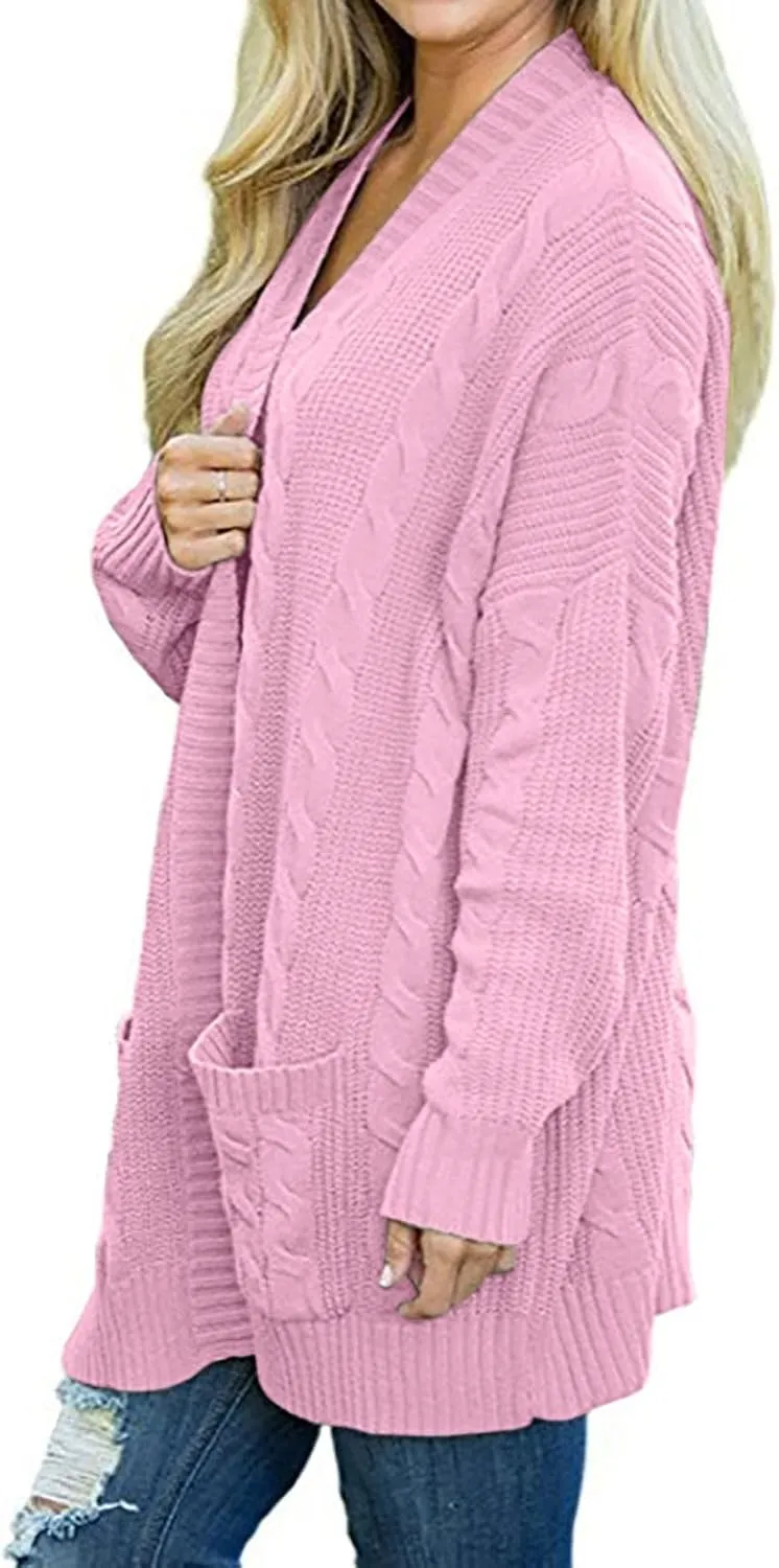 Women's Open Front Soft Knit Cardigans Loose Slouchy Oversized Wrap Chunky Pocket Sweaters Winter Coat Casual Jackets