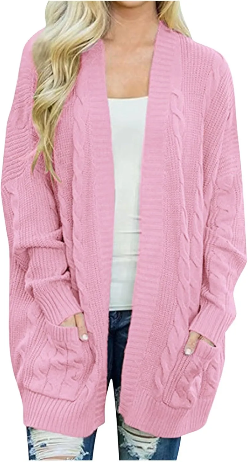 Women's Open Front Soft Knit Cardigans Loose Slouchy Oversized Wrap Chunky Pocket Sweaters Winter Coat Casual Jackets