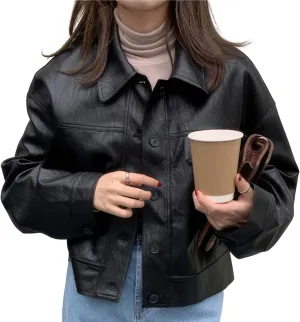 Womens Oversized Leather Jacket - Real Lambskin Loose Leather Jackets For Women