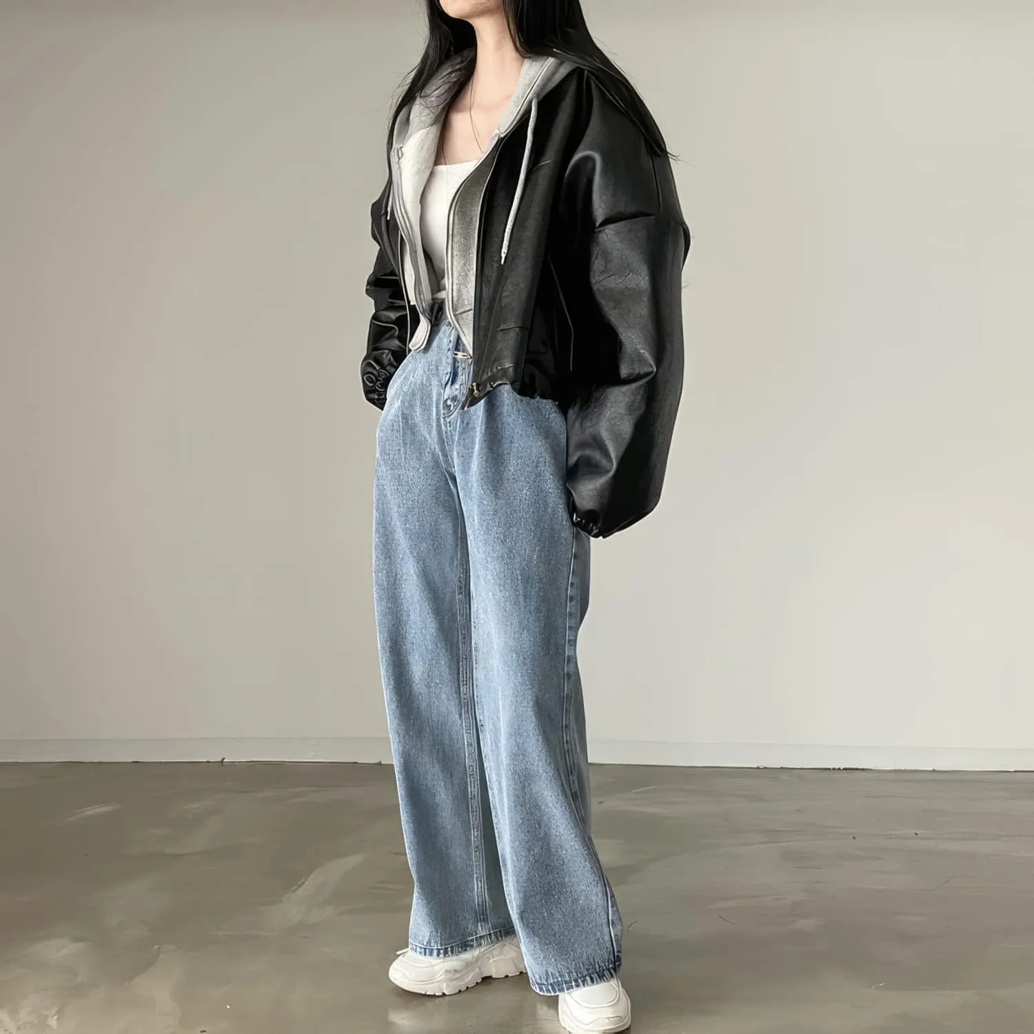 Womens Oversized Leather Jacket - Real Lambskin Loose Leather Jackets For Women