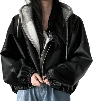 Womens Oversized Leather Jacket - Real Lambskin Loose Leather Jackets For Women