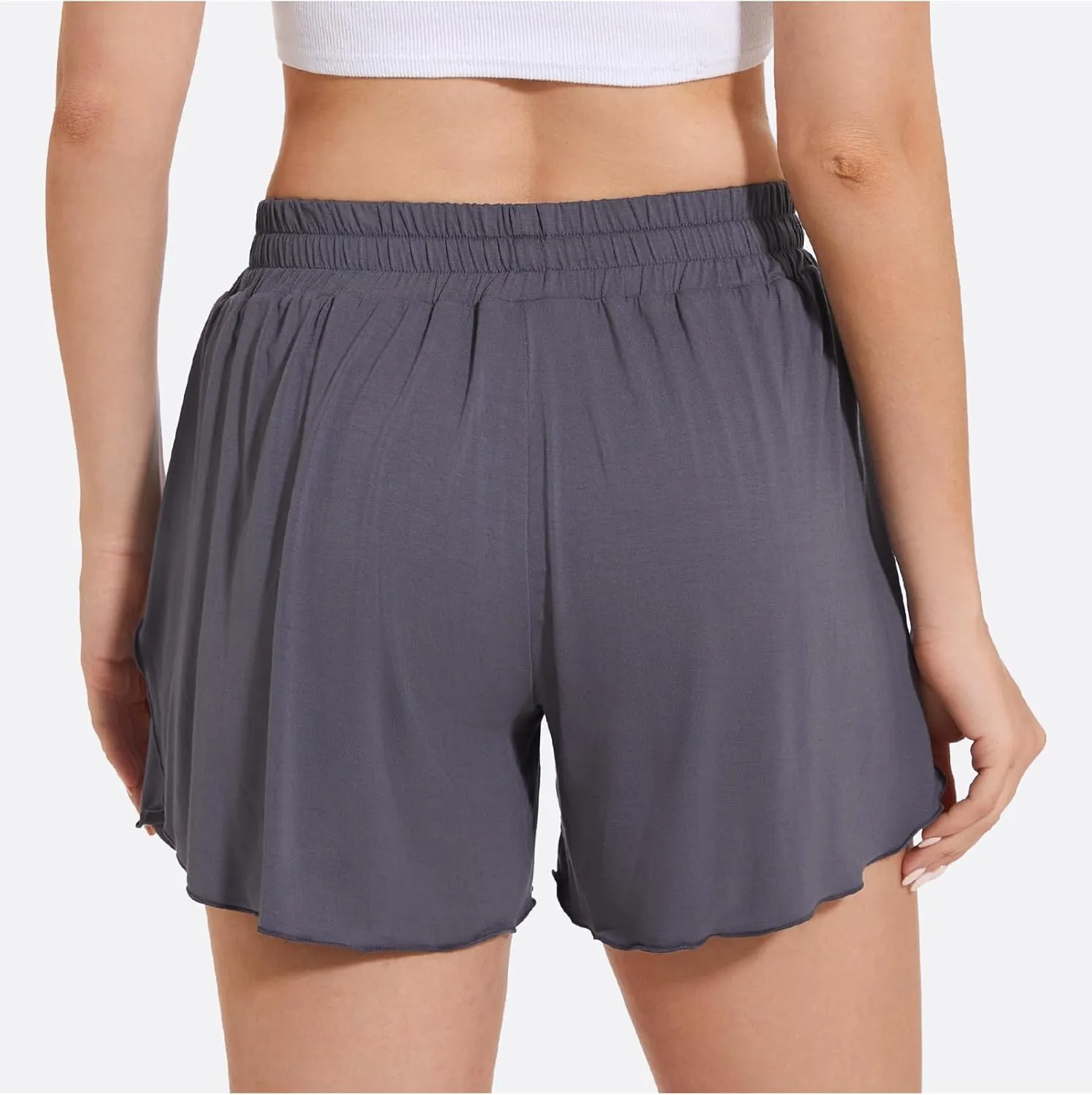 Womens Pajama Shorts - Viscose Made from Bamboo, High Waisted Sleep Shorts Summer Comfy Lounge Shorts
