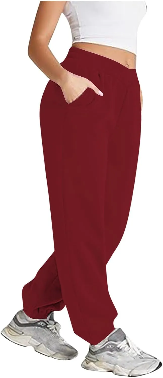 Womens Pants Casual Plus Size V Crossover Waist Sweatpants Baggy Y2K Jogger Pants Cinch Bottom Warm Lounge Pants