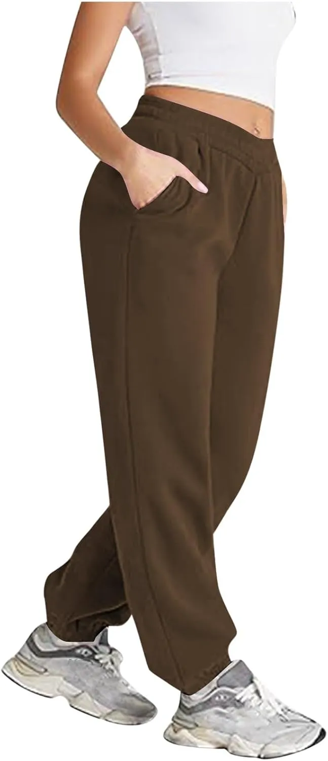 Womens Pants Casual Plus Size V Crossover Waist Sweatpants Baggy Y2K Jogger Pants Cinch Bottom Warm Lounge Pants