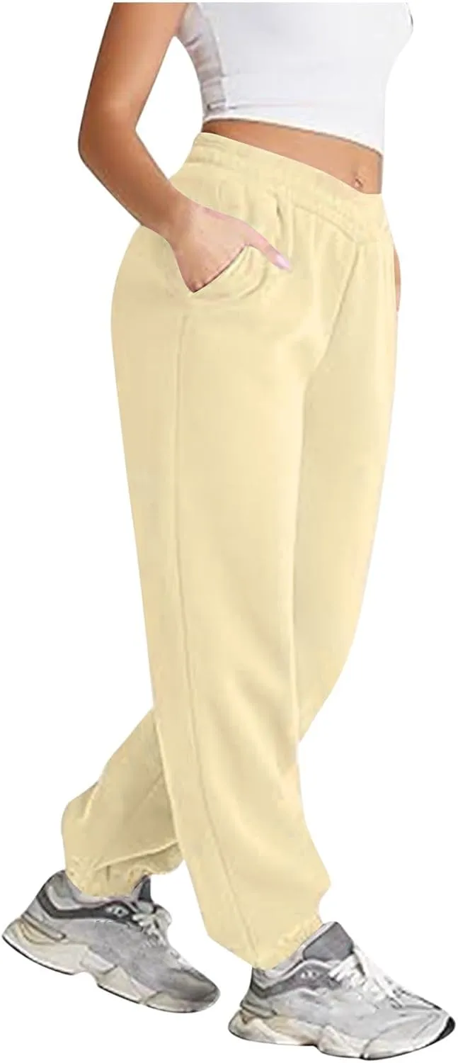 Womens Pants Casual Plus Size V Crossover Waist Sweatpants Baggy Y2K Jogger Pants Cinch Bottom Warm Lounge Pants