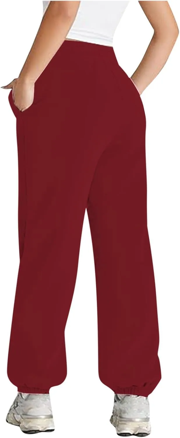 Womens Pants Casual Plus Size V Crossover Waist Sweatpants Baggy Y2K Jogger Pants Cinch Bottom Warm Lounge Pants